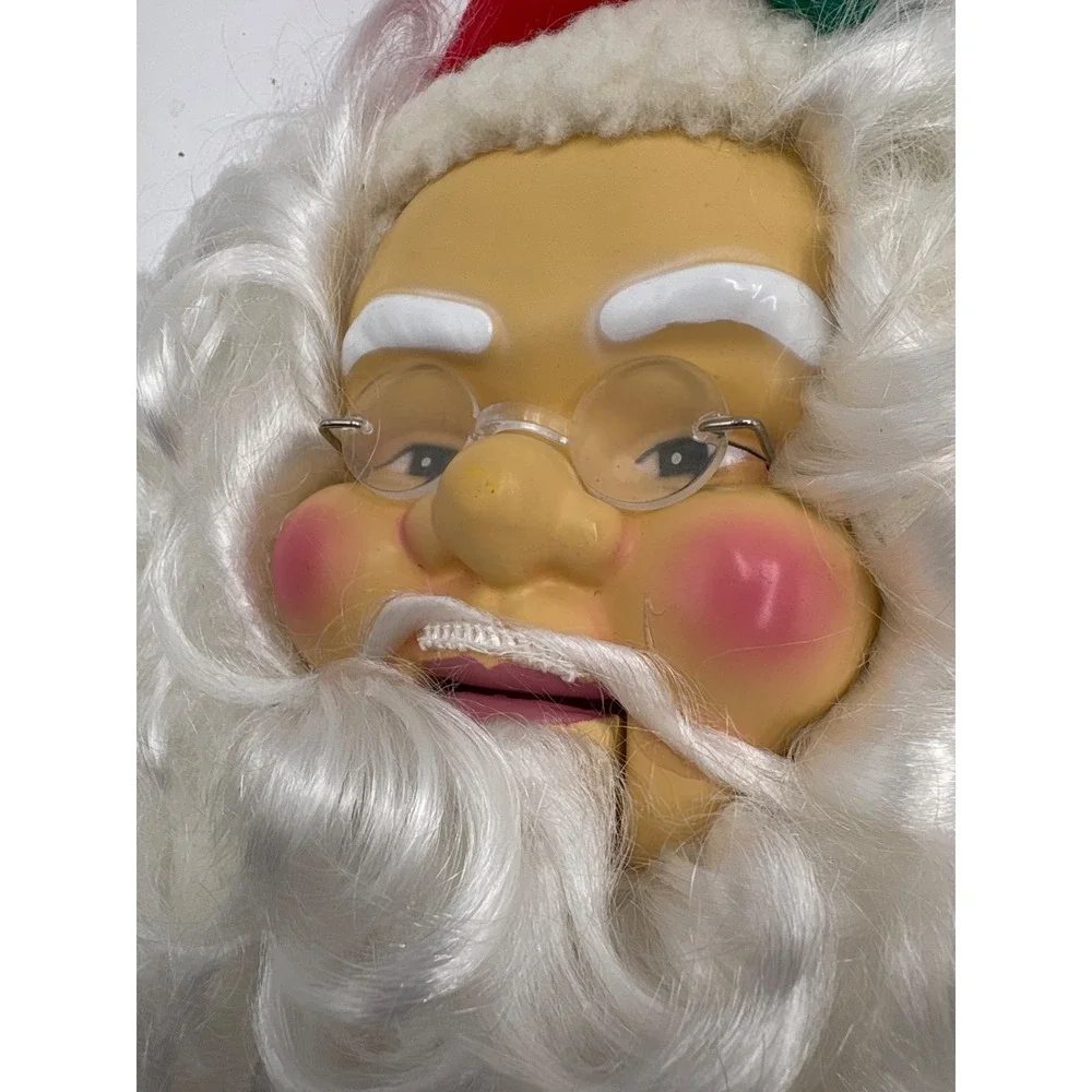 Vintage Christmas Gemmy Singing Santa Head with Moving Lips, Sings Songs Works